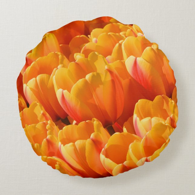 Orange tulpanrundadekorativ kudde (Baksidan)