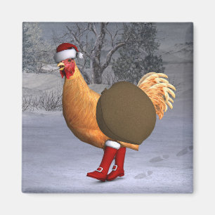 Orange Tupp Jultomten Magnet