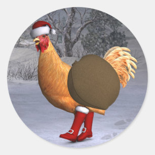 Orange Tupp Jultomten Runt Klistermärke