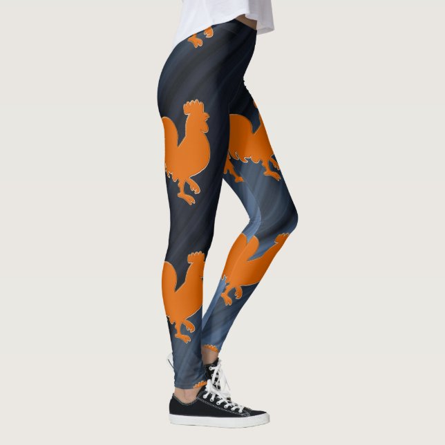 Orange Tupp och blå bakgrund Leggings (Höger)