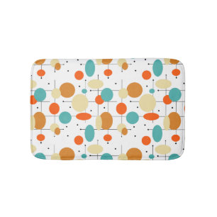Orange Turcoise Circles Retro Mid Century Mönster Badrumsmatta