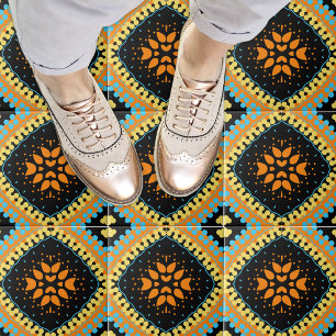 Orange Turcos Black Ethnic Oriental Boho Kakelplatta