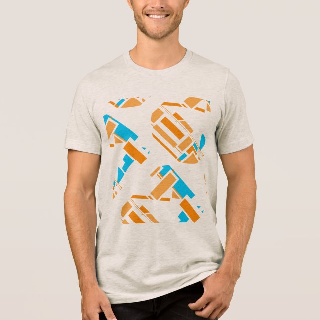 Orange Turcos Blue Diagonal Southwest Art-utseende T Shirt (Framsida)