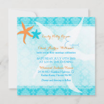Orange Turcos Blue Starfish Pair Beach Wedding