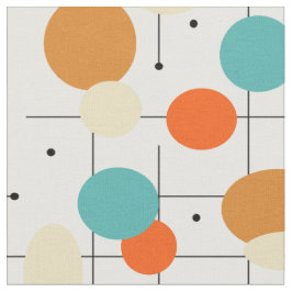 Orange Turcos Circles Linjer Mid Century Modern Tyg