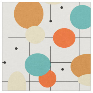 Orange Turcos Circles Linjer Mid Century Modern Tyg