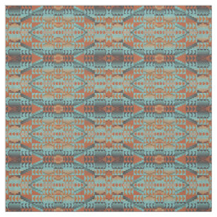 Orange Turcos Teal Blue Aztec Mosaic Mönster Tyg
