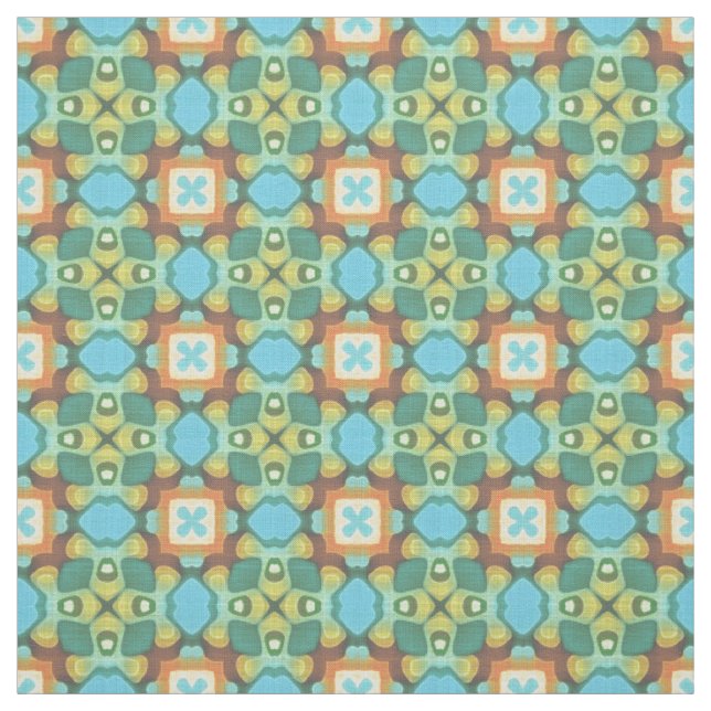 Orange Turcos Teal Blue Grönt Orient Bali Art Tyg (Provkarta)