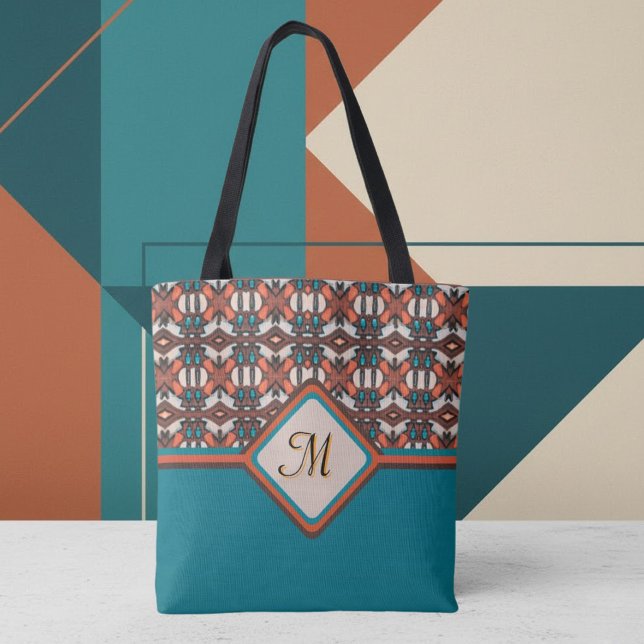 Orange, Turkis, Brun Tribal Inspiration Tygkasse (Skapare uppladdad)