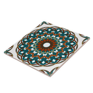 Orange-Turkoise Kaleidoeart Kakelplatta
