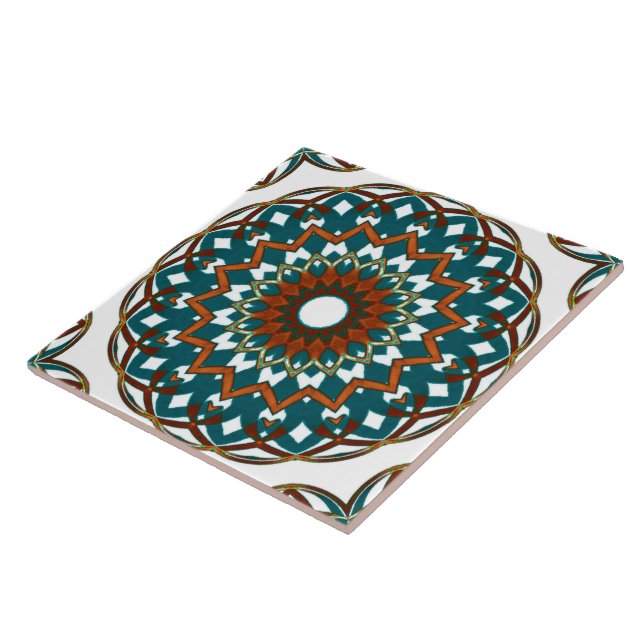 Orange-Turkoise Kaleidoeart Kakelplatta (Sidan)