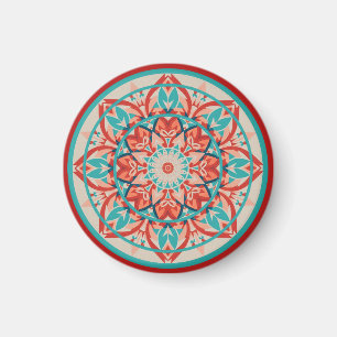 Orange & Turkos Boho Mandala Magnet