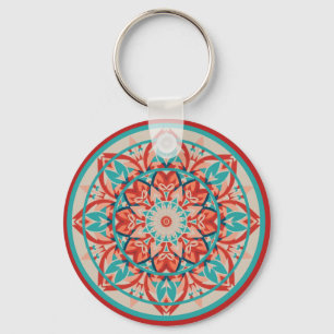 Orange & Turkos Boho Mandala Nyckelring