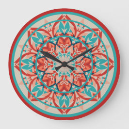 Orange & Turkos Boho Mandala Stor Klocka