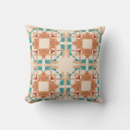 Orange Turkvoise Beige Southwest look Tribal Art Kudde