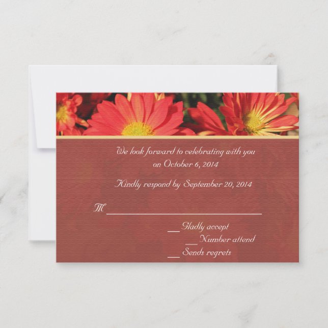 Orange tusenskönsblomma RSVP bröllop Inbjudningar (Framsida)