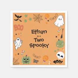 Orange Två Kuslig Söt Halloween 2-års Födelsedag Pappersservett