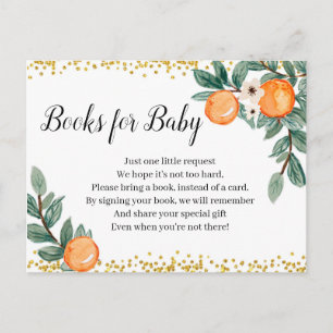 Orange Twin Baby Shower Bokar för Baby Inbjudan Vykort