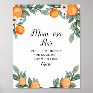 Orange Twin Baby Shower Mamma-osa Pub-tecken Poster