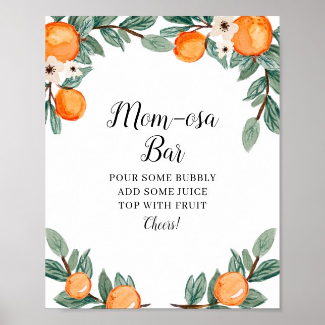 Orange Twin Baby Shower Mamma-osa Pub-tecken Poster (Framsidan)