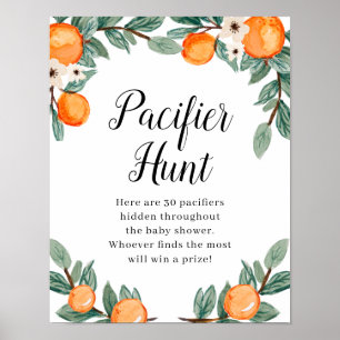 Orange Twin Baby Shower Nappar Hunt Poster