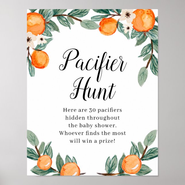 Orange Twin Baby Shower Nappar Hunt Poster (Framsidan)
