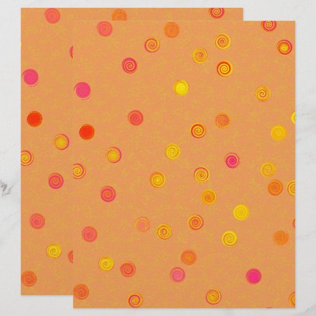 Orange Twisty Polka Dot Spiral 2-Sided Scrap Paper (Fram/baksida)