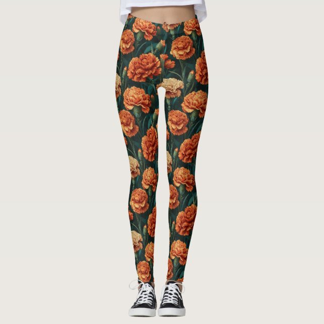 Orange Tyngdlyftning Nejlika Kronblad Gåva För Leggings (Framsida)