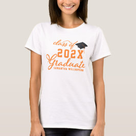 Orange Typografi klass 2025 Student Studenten T Shirt