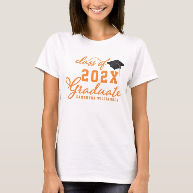 Orange Typografi klass 2025 Student Studenten T Shirt (Framsida)