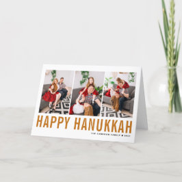 Orange Typography Lycklig Hanukkah Photo Collage Helgkort