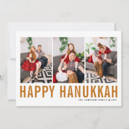Orange Typography Photo Collage Lycklig Hanukah Julkort