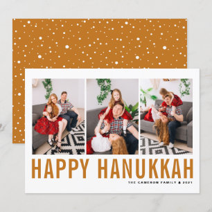 Orange Typography Photo Collage Lycklig Hanukah Julkort