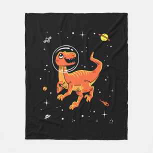 Orange Tyrannosaurus Dinos in Space Fleecefilt