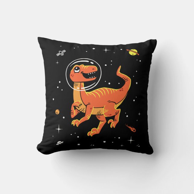 Orange Tyrannosaurus Dinos in Space Kudde (Framsida)