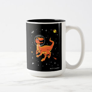 Orange Tyrannosaurus Dinos in Space Två-Tonad Mugg