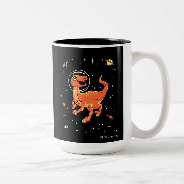 Orange Tyrannosaurus Dinos in Space Två-Tonad Mugg (Höger)