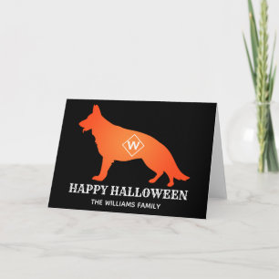 Orange Tyska Shepherd Happy halloween Family Namn Kort