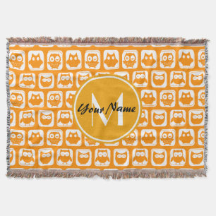 Orange Uggla Anpassningsbar Monogram Mysfilt
