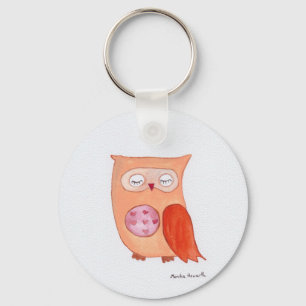 Orange uggla nyckelring