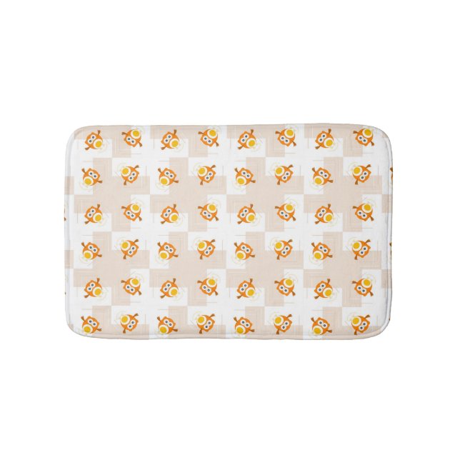 Orange ugglaillustrationmönster badrumsmatta (Framsidan)