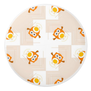 Orange ugglaillustrationmönster knopp