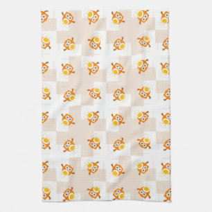 Orange ugglaillustrationmönster kökshandduk
