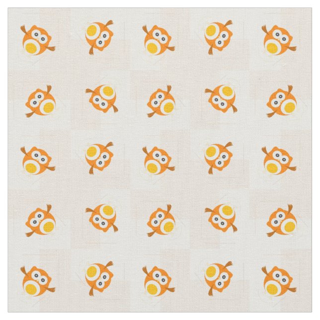 Orange ugglaillustrationmönster tyg (Närbild)