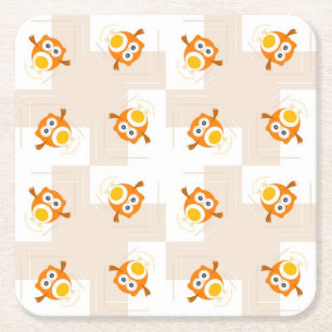 Orange ugglaillustrationmönster underlägg papper kvadrat