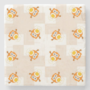 Orange ugglaillustrationmönster underlägg sten