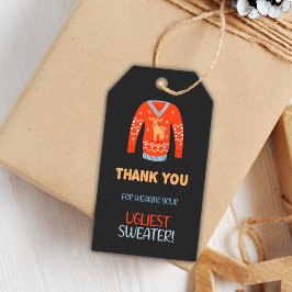 Orange Ugly Sweater Gift-Märkre Presentetikett