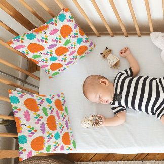 Orange Umbrellas with Clouds and Raindrops Kudde