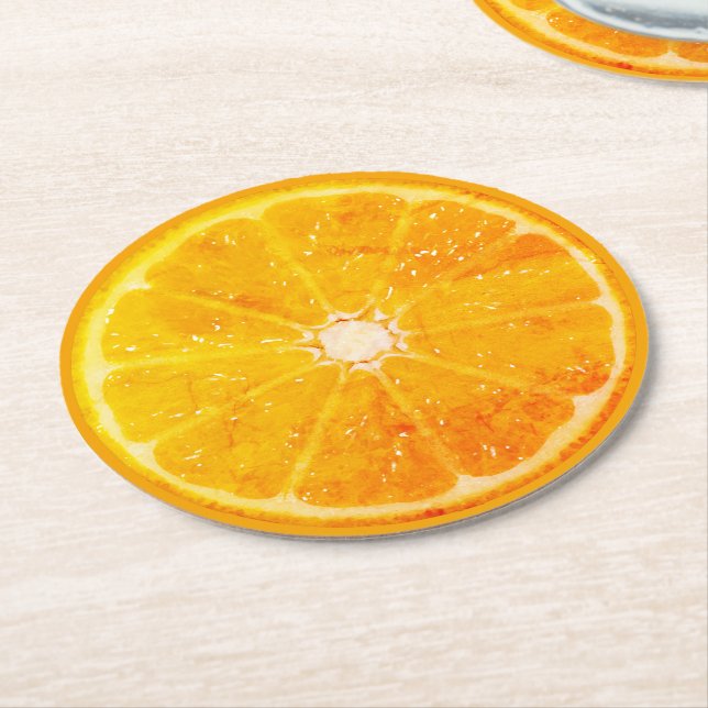 Orange Underlägg Papper Rund (Vinklad)
