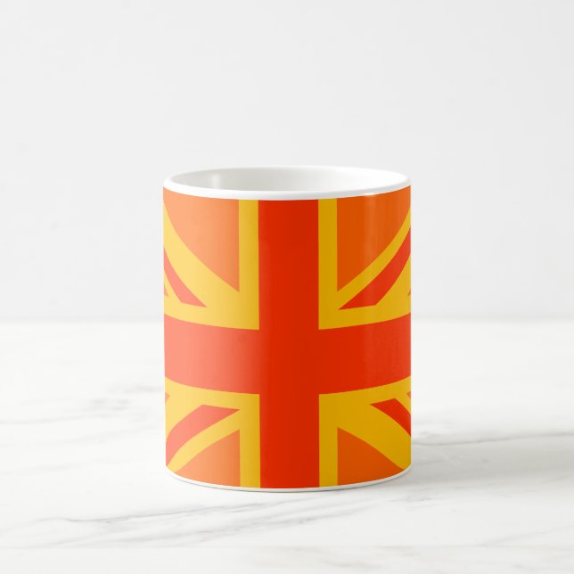 Orange Union Jack British Flagga Decor Kaffemugg (Center)